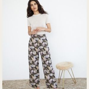 Nanushka Varsa pant in Black Floral in Rose Jacquard Sz XS